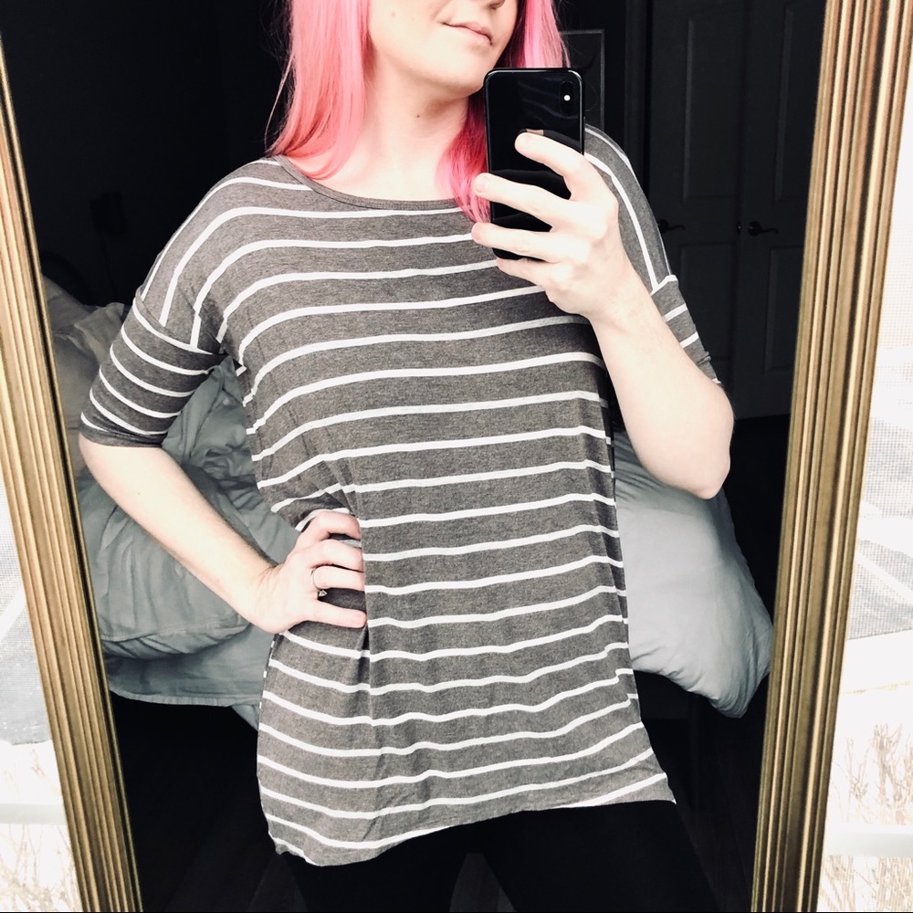 LuLaRoe Sugared Plum Striped Tunic
